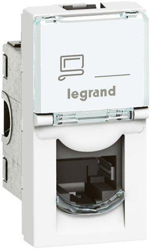 Розетка компьютерная UTP Legrand Mosaic для кабель-канала Metra 1-м. 1 мод. RJ45 6e белый картинка